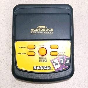 RADICA Between Ace Deuce Red Dog Poker Handheld Electronic Pocket Game. 2600